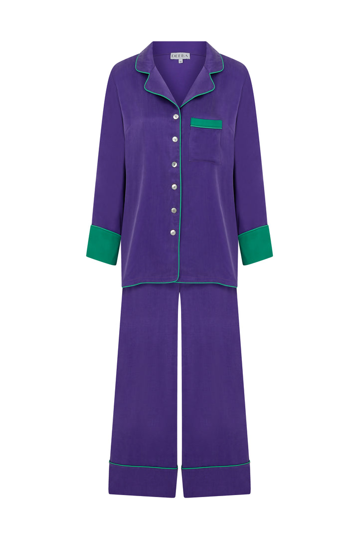 Purple N Green Long Pyjama Set
